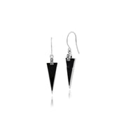 Orecchini Pendenti Triangolari At Déco Style Argento 925 Smalto Nero e Marcasite