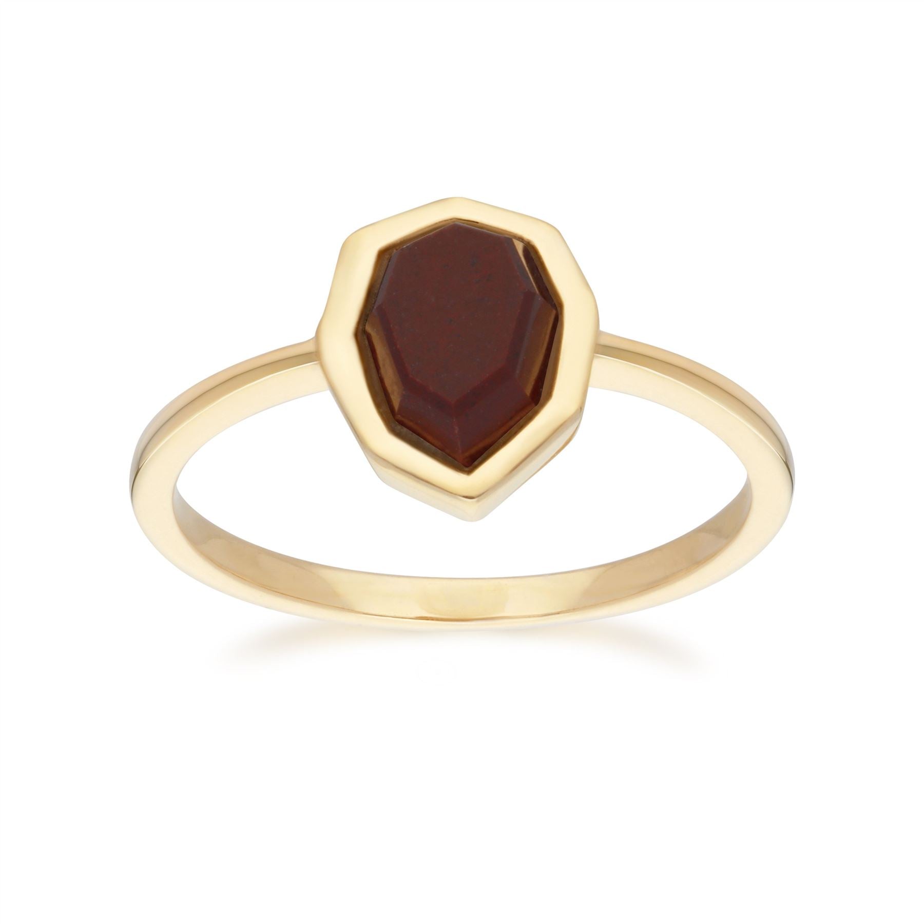 Irregular B Gem Red Jasper Ring in Gold Plated Sterling Silver Side