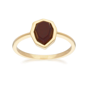 Irregular B Gem Red Jasper Ring in Gold Plated Sterling Silver Side