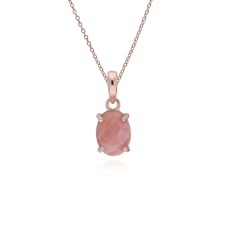 Collana ovale in rodocrosite in argento sterling placcato oro rosa da 45 cm