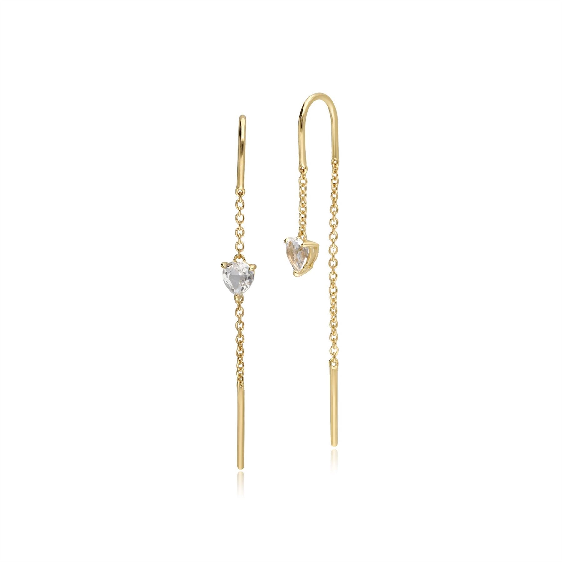 Orecchini con cuore con topazio bianco in oro giallo da 9 ct