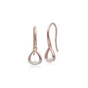 Orecchini con diamanti, orecchini a cuore aperto con diamanti in oro rosa da 9 ct