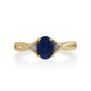 Anello Gemondo con zaffiro, oro giallo da 9 ct, zaffiro da 1,11 ct e anello con diamanti