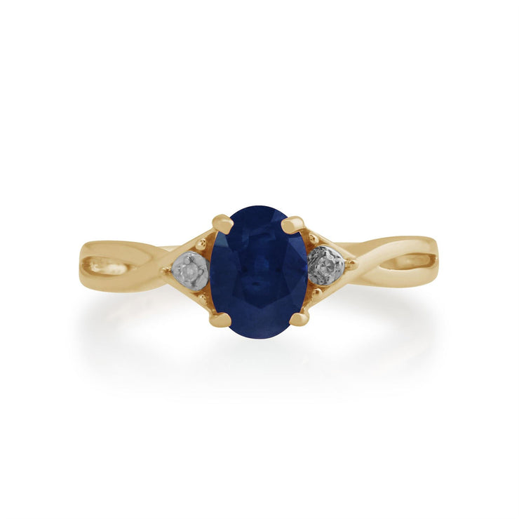 Anello Gemondo con zaffiro, oro giallo da 9 ct, zaffiro da 1,11 ct e anello con diamanti