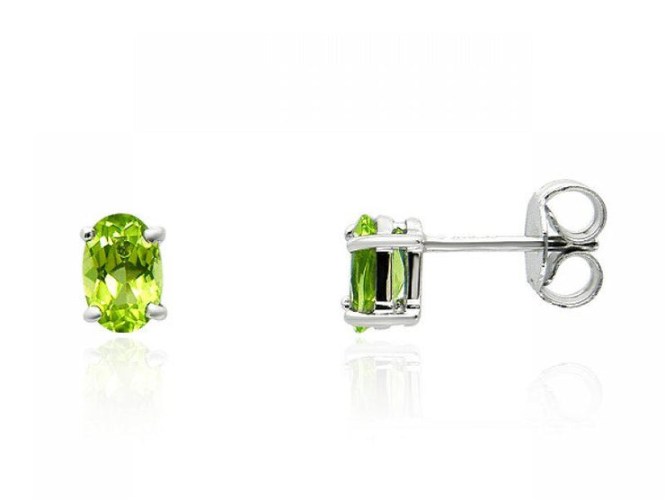 Orecchini classici con peridoto ovale in oro bianco 375 