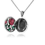 Ciondolo Portafoto Rennie Mackintosh in Argento 925 con Diamante Tondo e Smalto