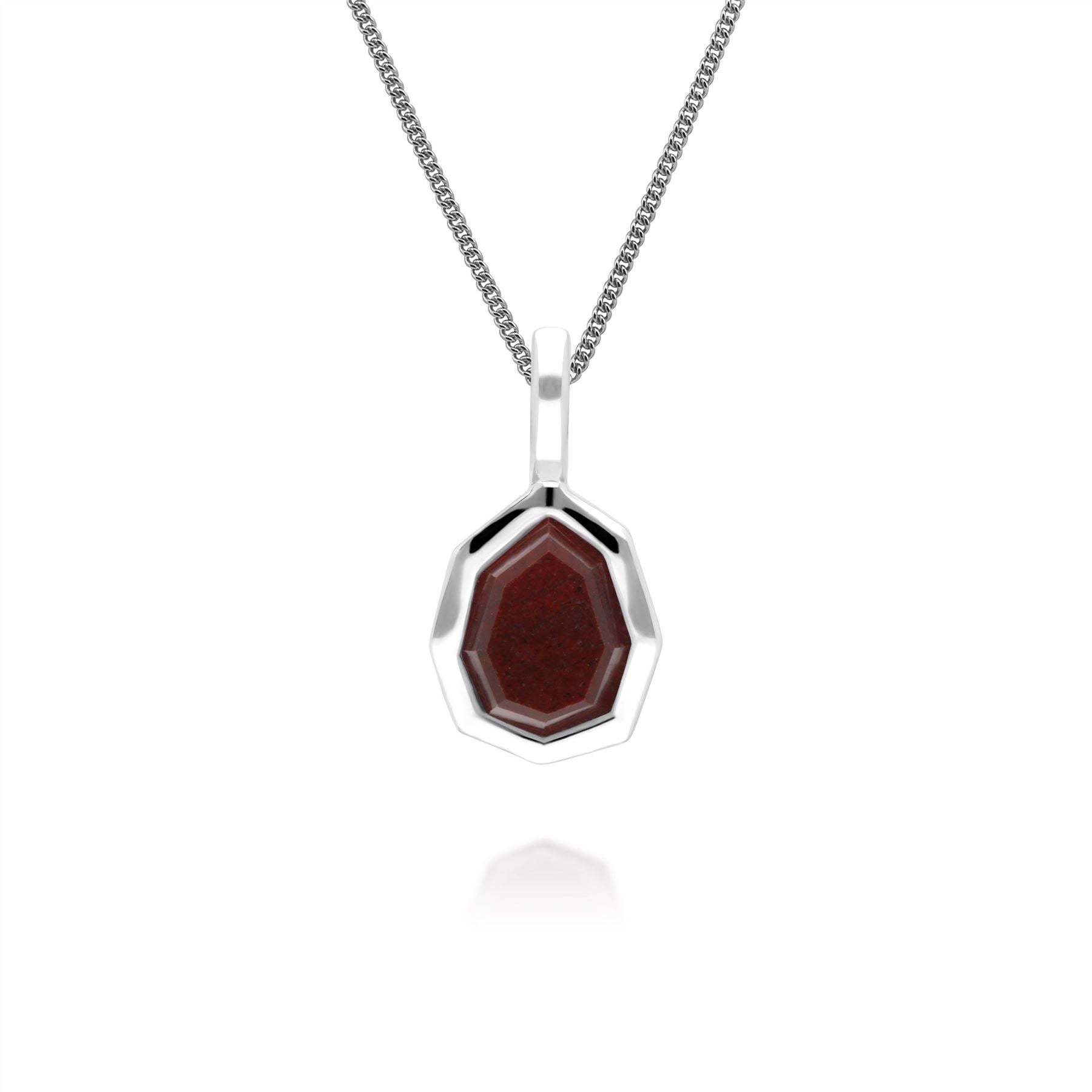 Irregular B Gem Red Jasper Pendant in 925 Sterling Silver