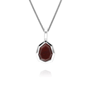 Irregular B Gem Red Jasper Pendant in 925 Sterling Silver