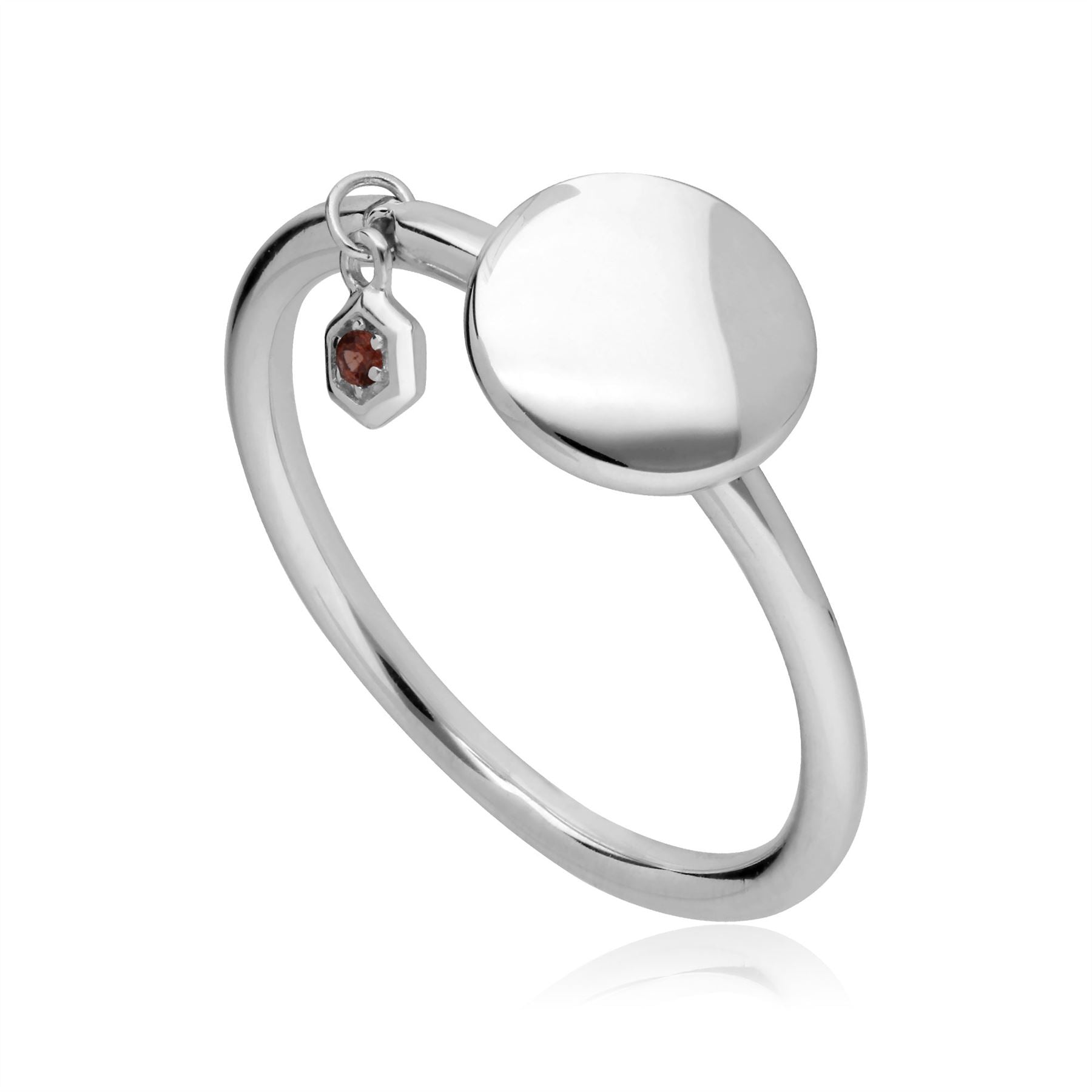 Garnet Engravable Ring in Sterling Silver