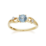Anello Gemondo con topazio, anello solitario con abito classico in oro giallo da 9 ct con topazio blu e diamanti - Topazio