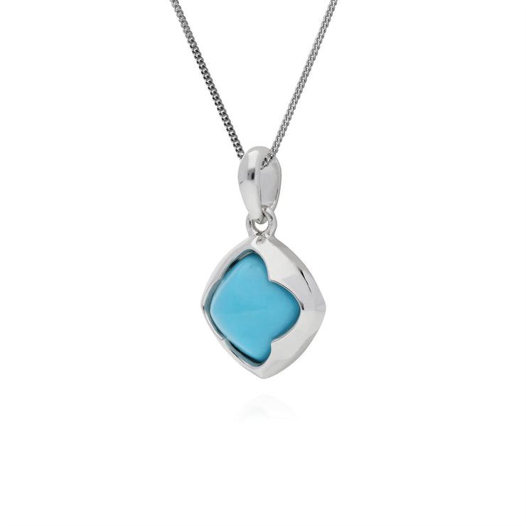 Ciondolo turchese, ciondolo turchese con cuscino in argento sterling su catena da 45 cm