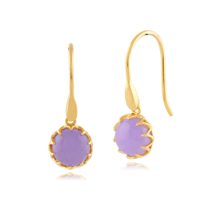 Orecchini pendenti Calo' con giada color lavanda color lavanda in argento sterling placcato oro giallo da 9 ct