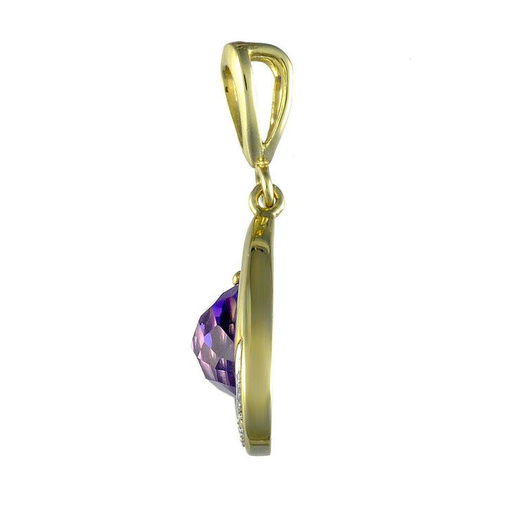 Orecchini pendenti e pendenti in stile Art Nouveau in oro giallo 375 con ametista e diamanti
