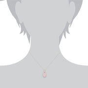 Collana Gala' con quarzo rosa pastello in argento sterling placcato oro rosa 9 ct