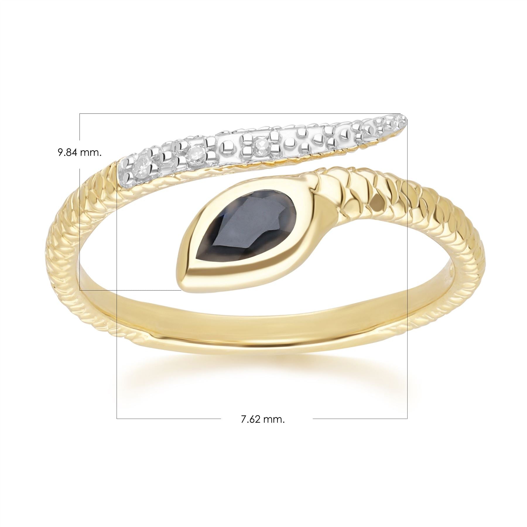 ECFEW™ Anello Serpente Zaffiri e Diamanti in Oro Giallo da 9 Ct