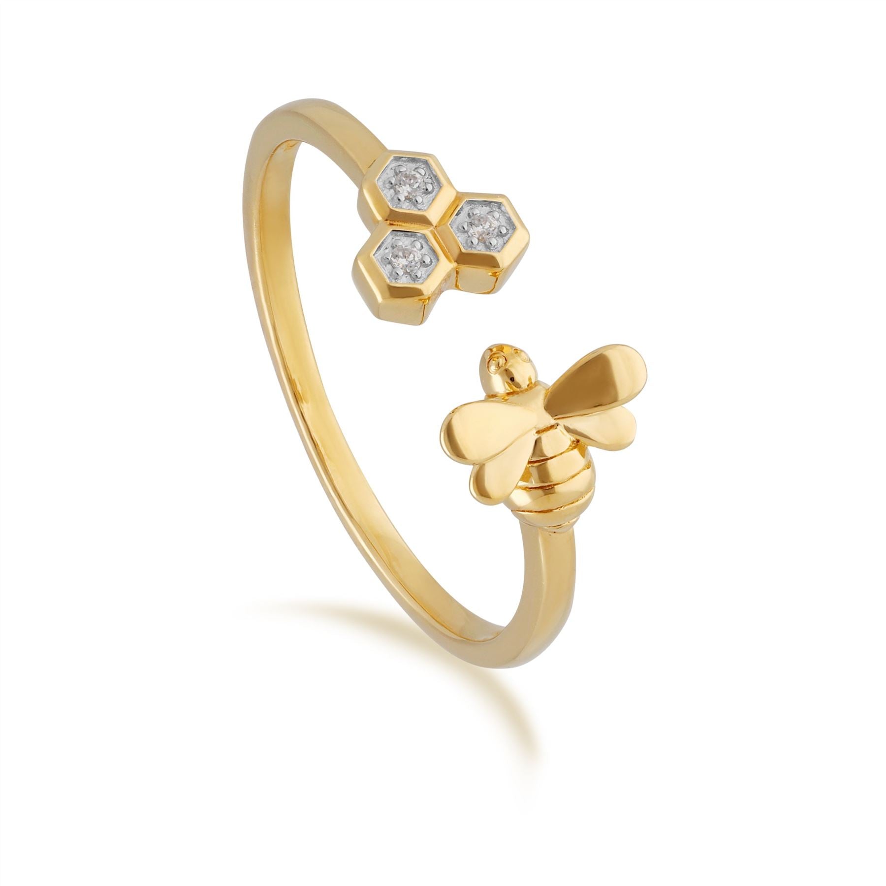 Yellow Gold Diamond Trilogy Bee Ring