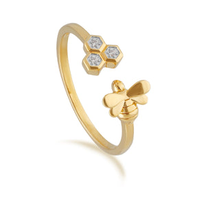 Yellow Gold Diamond Trilogy Bee Ring
