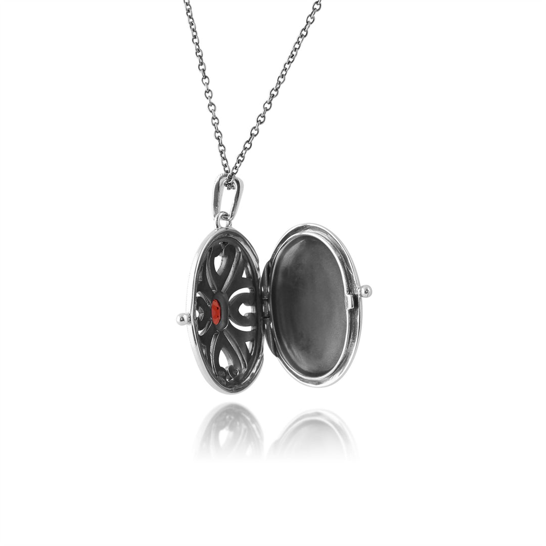 Gemondo Orecchini Art Nouveau In Argento Sterling Con Granato E Marcasite