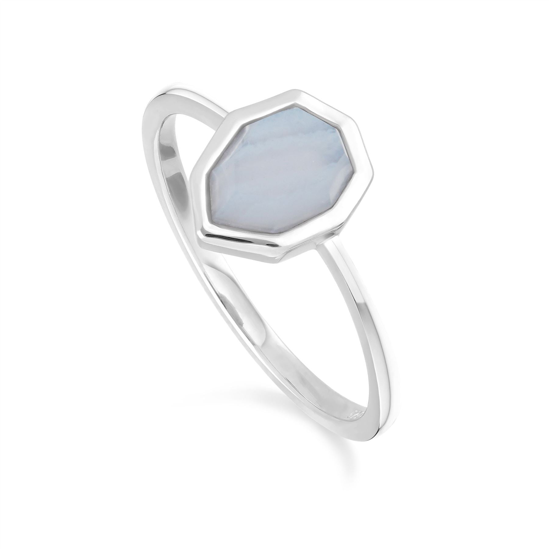 Irregular B Gem Blue Lace Agate Ring in 925 Sterling Silver