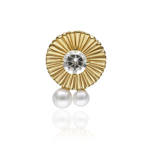 Caruso Floral Topaz & Pearl Pin In 18ct Gold Plated Silver
