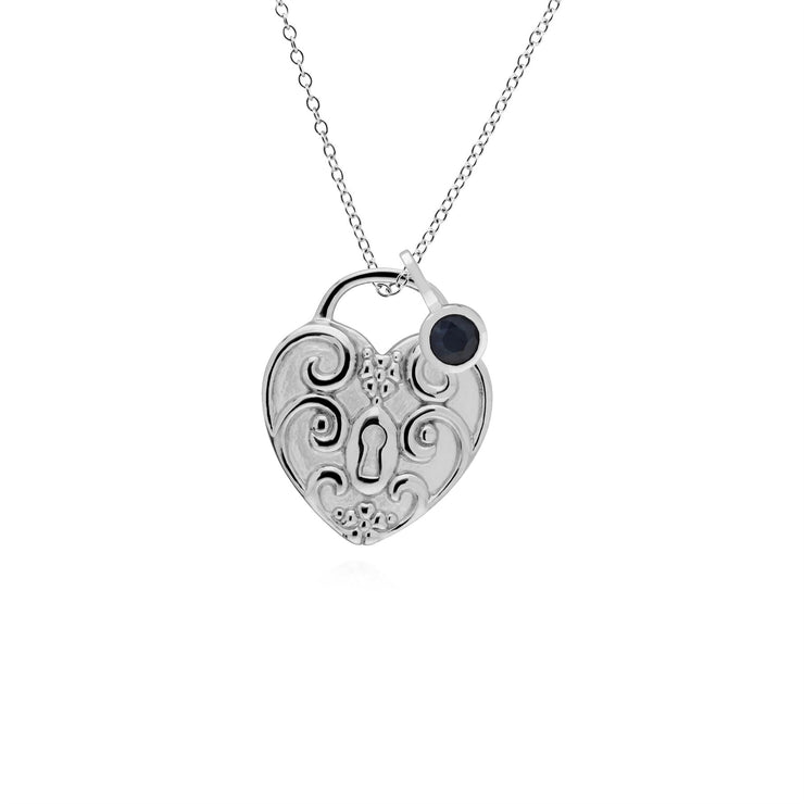 Ciondolo classico con lucchetto a cuore intrecciato Ciondoli in argento 925 e zaffiro
