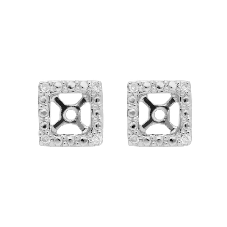 Classico "Ear-Jacket" quadrato in oro bianco 375 con diamante
