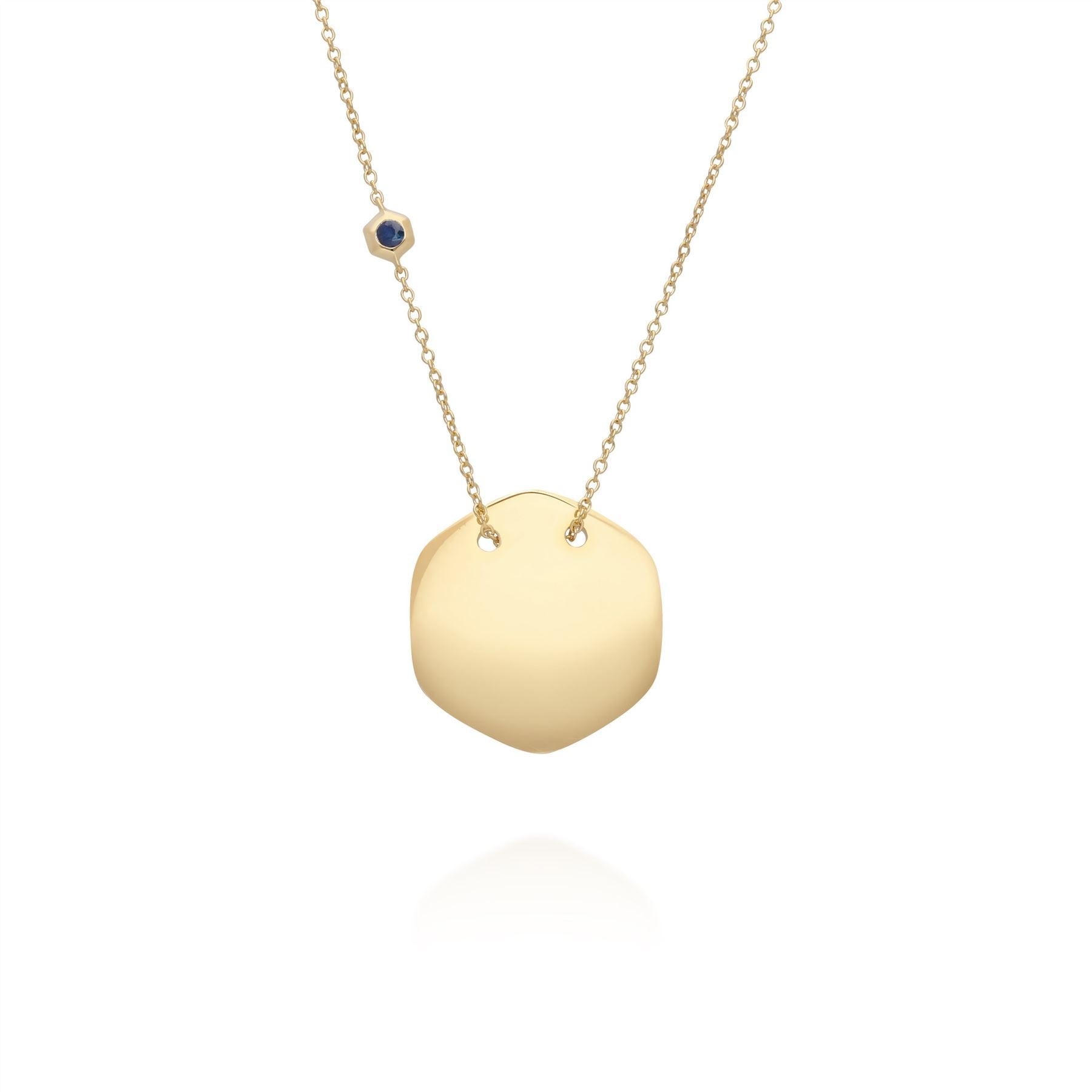 Sapphire Engravable Necklace in Yellow Gold Plated Sterling Silver