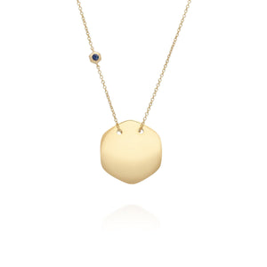 Sapphire Engravable Necklace in Yellow Gold Plated Sterling Silver