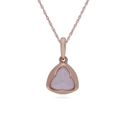 Ciondolo in quarzo rosa, pendente rotondo in quarzo rosa placcato oro rosa in argento sterling su catena da 45 cm