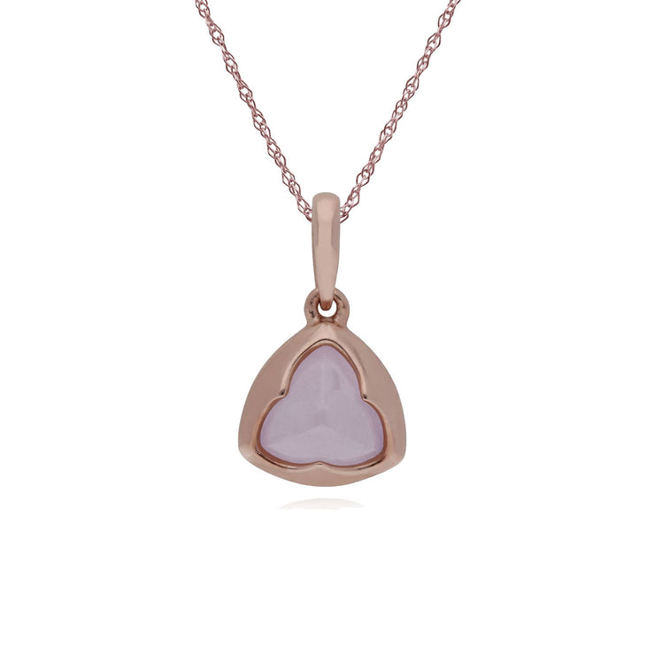 Ciondolo in quarzo rosa, pendente rotondo in quarzo rosa placcato oro rosa in argento sterling su catena da 45 cm