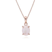Collana ovale da 45 cm con pietra di luna arcobaleno in argento sterling placcato oro rosa