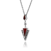Ciondolo in stile Art Déco Argento 925 Corniola e Marcasite