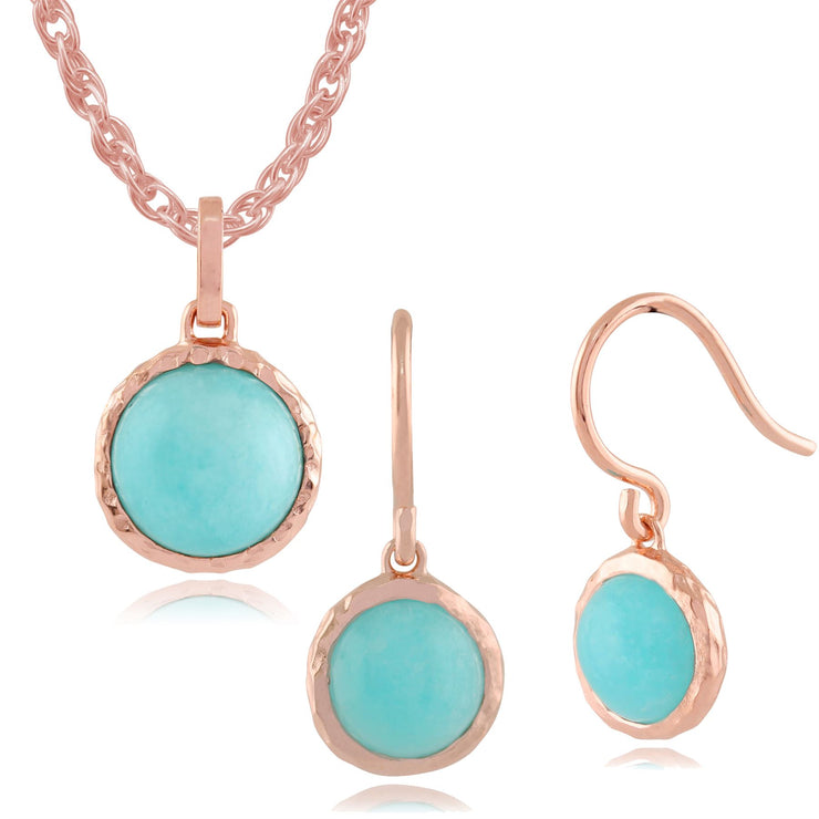 Orecchini pendenti e pendenti Boho Argento 925 placcato oro giallo con castone rotondo con amazzonite