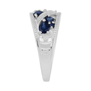 Anello da ABITO CLASSICO in ARGENTO STERLING da 1,27 ct con zaffiro blu naturale e diamanti