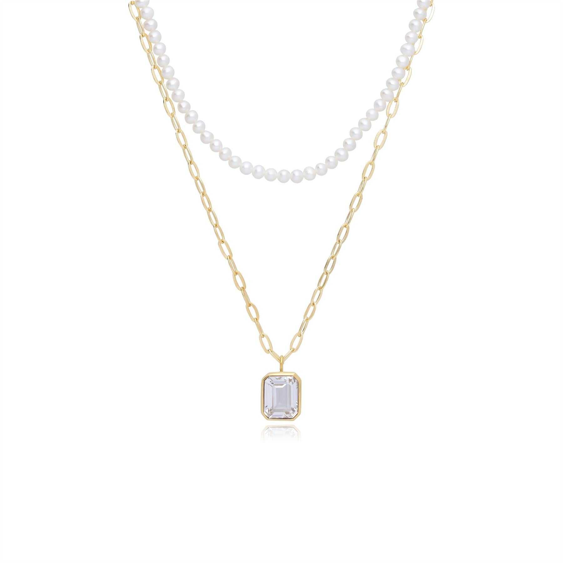 ECFEW™ 'The Unifier' Collana a strati di topazio bianco e perle