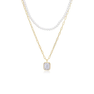 ECFEW™ 'The Unifier' Collana a strati di topazio bianco e perle