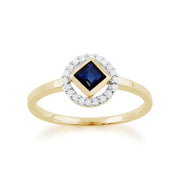 Anello Gemondo con zaffiro, oro giallo da 9 ct, zaffiro da 0,34 ct e anello con diamanti