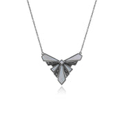 Collana a ventaglio in stile Art Déco Argento 925 Madreperla e Marcasite