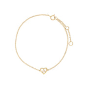 Bracciale con opale, bracciale in oro giallo da 9 ct con pietra singola rotonda con cuore da 19 cm