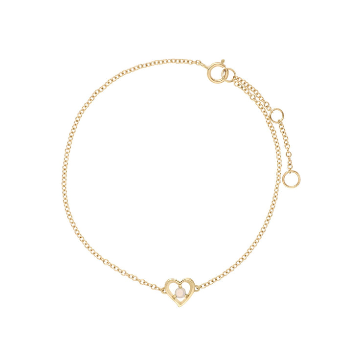 Bracciale con opale, bracciale in oro giallo da 9 ct con pietra singola rotonda con cuore da 19 cm