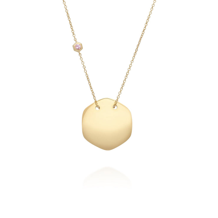Collana con incisione in argento 925 placcato oro giallo con morganite