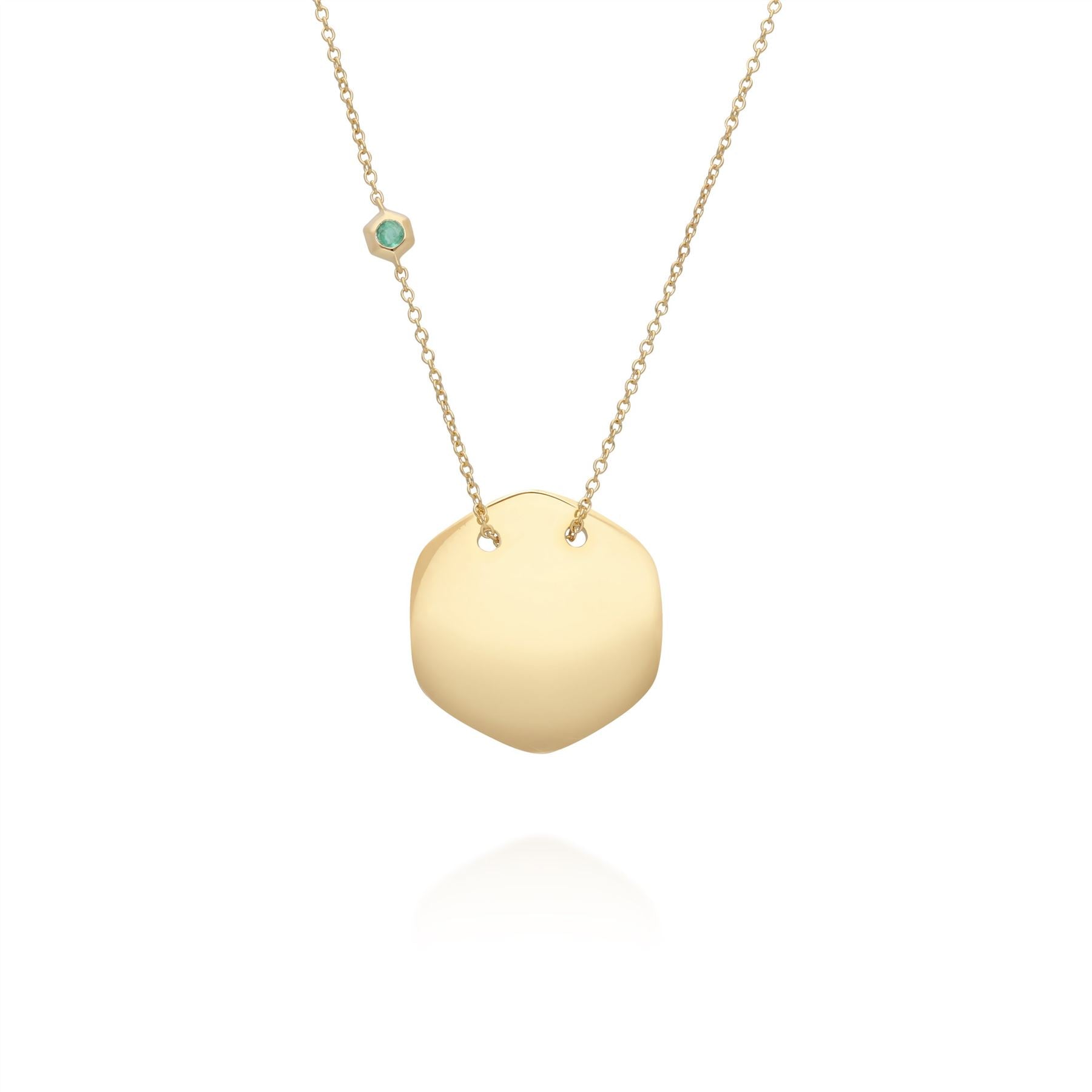 Emerald Engravable Necklace in Yellow Gold Plated Sterling Silver