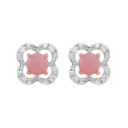 Orecchini a bottone classici con opale rosa 375 Orecchini a forma di fiore in oro rosa e diamanti