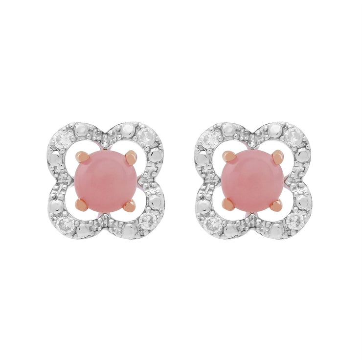 Orecchini a bottone classici con opale rosa 375 Orecchini a forma di fiore in oro rosa e diamanti