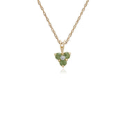 Ciondolo e orecchini floreali in oro giallo 375 con peridoto e diamante rotondo