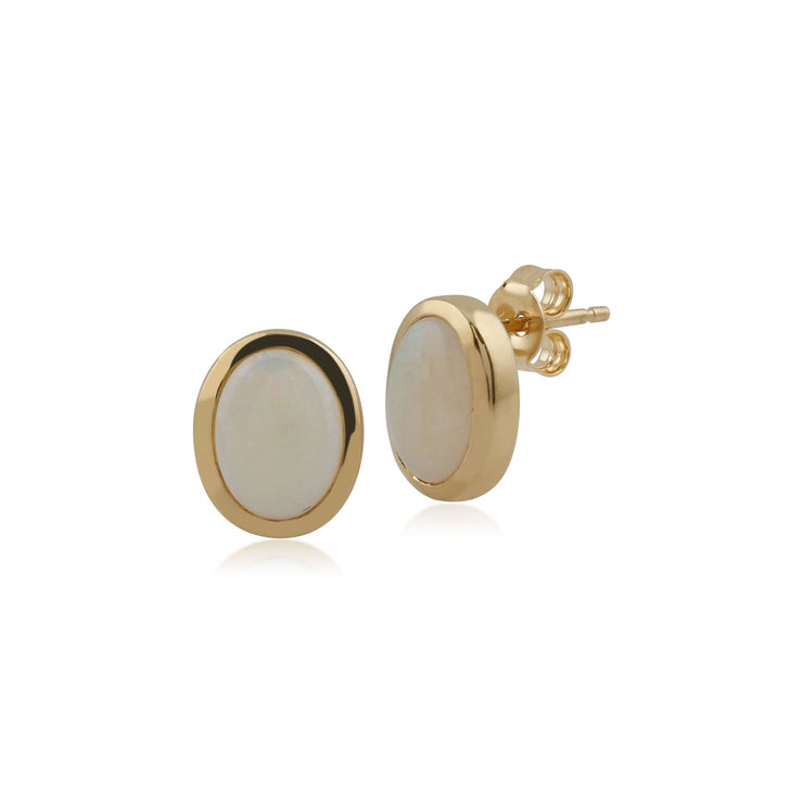 Orecchini a lobo ovali classici in OPALE GIALLO da 9 ct in oro da 1,39 ct