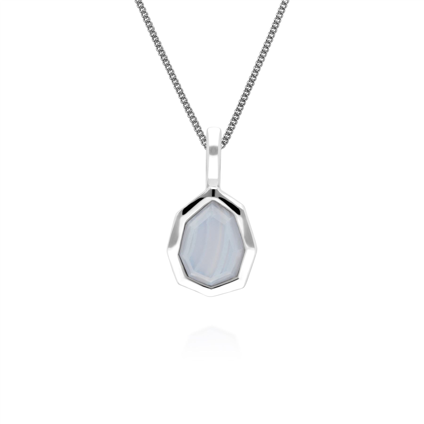 Irregular B Gem Blue Lace Agate Pendant in 925 Sterling Silver