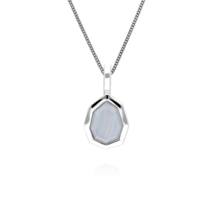 Irregular B Gem Blue Lace Agate Pendant in 925 Sterling Silver