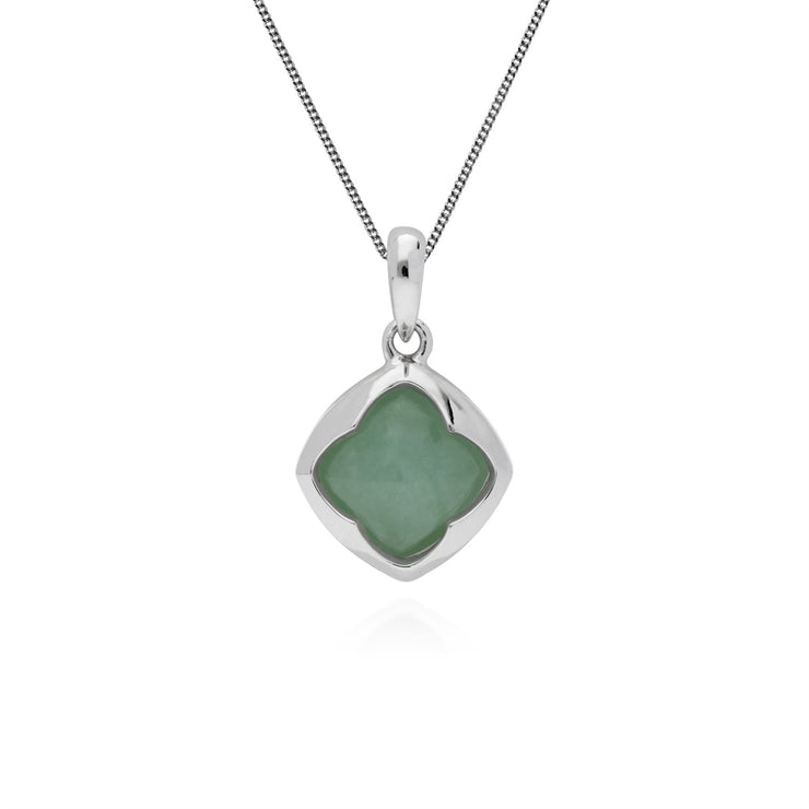 Ciondolo in giada, ciondolo in argento sterling con pan di zucchero e giada su catena da 45 cm