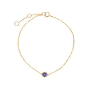 Bracciale con tanzanite, bracciale in oro giallo da 9 ct con pietra singola  rotondo Milgrain da 19 cm